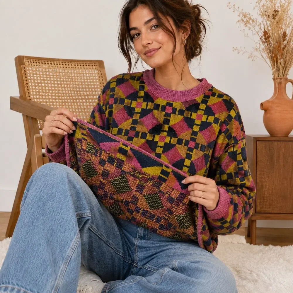 Free people grandpa funky eclectic oversized reversible sweater. Women XS
